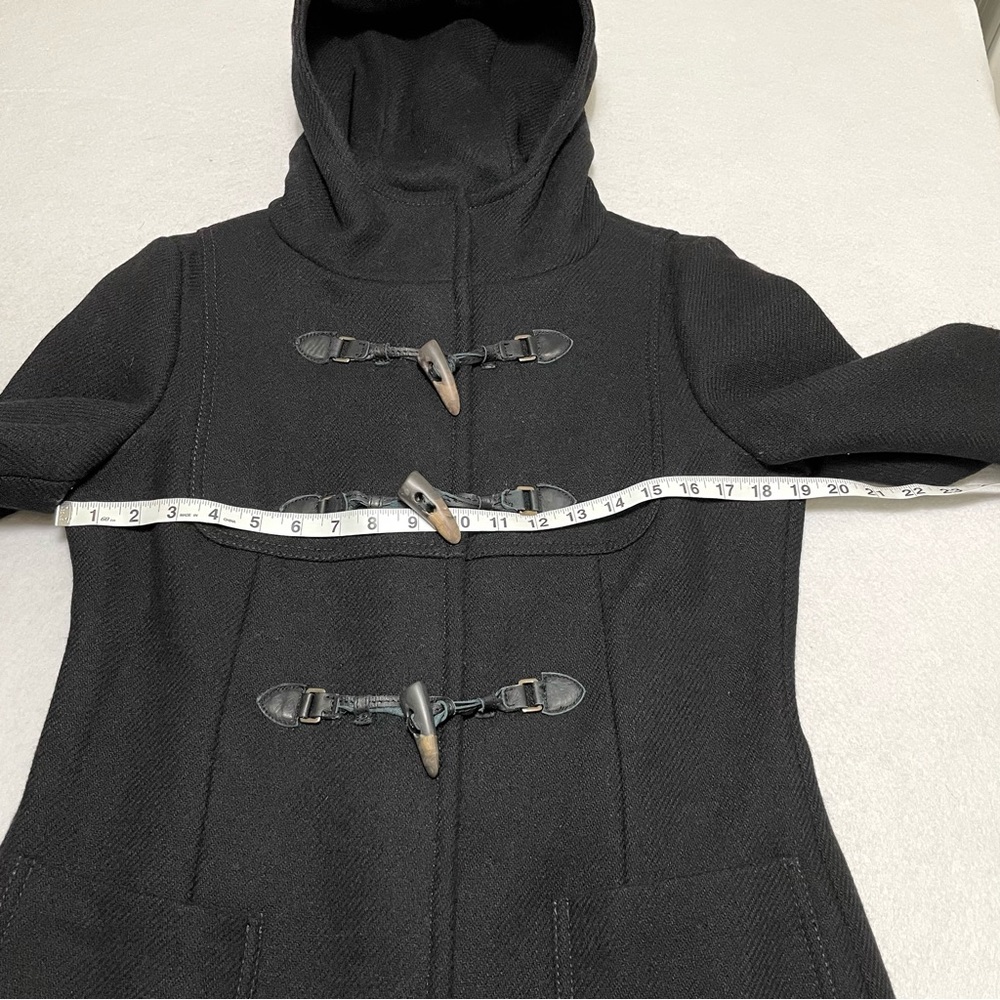 United Colors Of Benetton Hooded Wool-blend duffle coat in black size 44 Medium - Picture 6 of 12